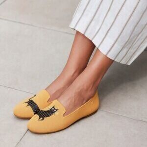 VIVAIA NWOB Audrey Embroidered Loafer Flats Step Into Spotted Kitten